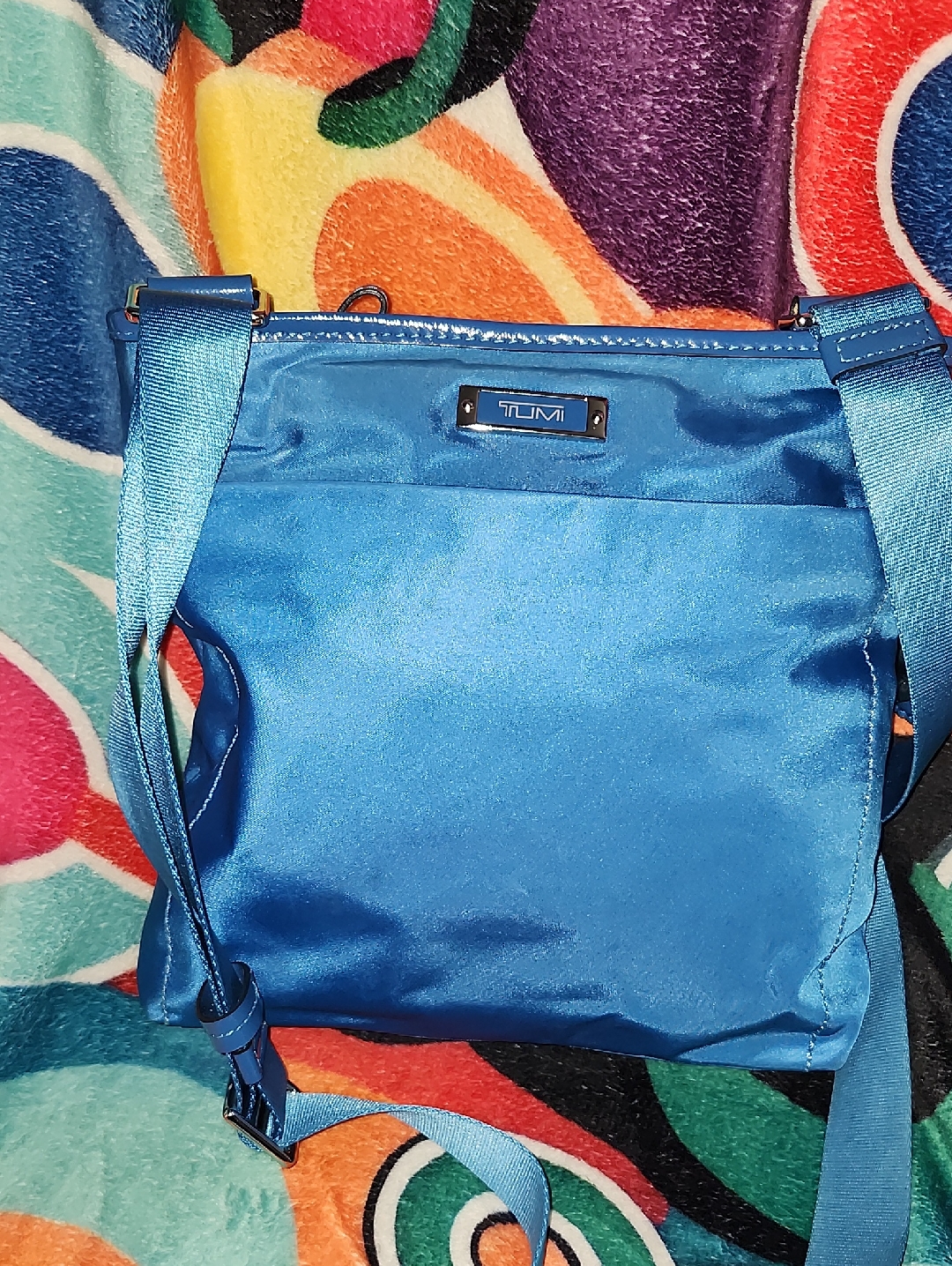Tumi Bright Blue Nylon Crossbody Bag